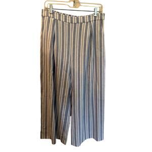 ⭐️ Women’s Vince Camuto Blue Striped Linen Blend Wide Leg Pants Size 8 Coastal